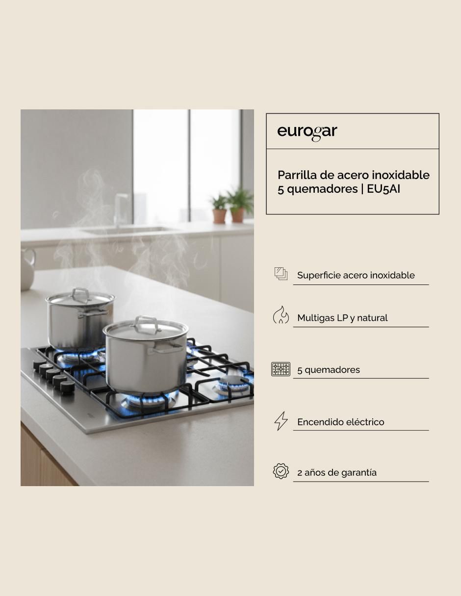 Parrilla a gas lp empotrable multigas 5