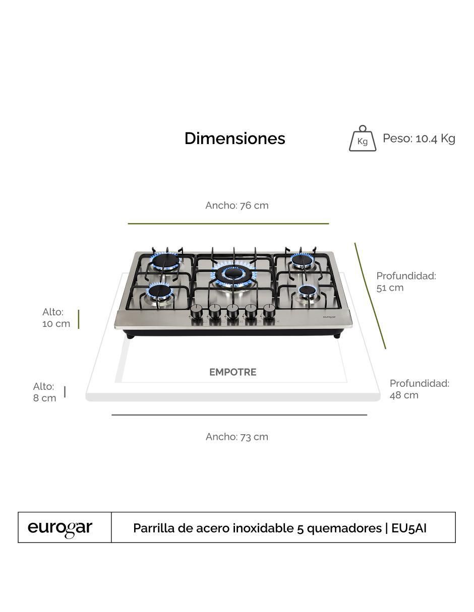 Parrilla a gas lp empotrable multigas 6