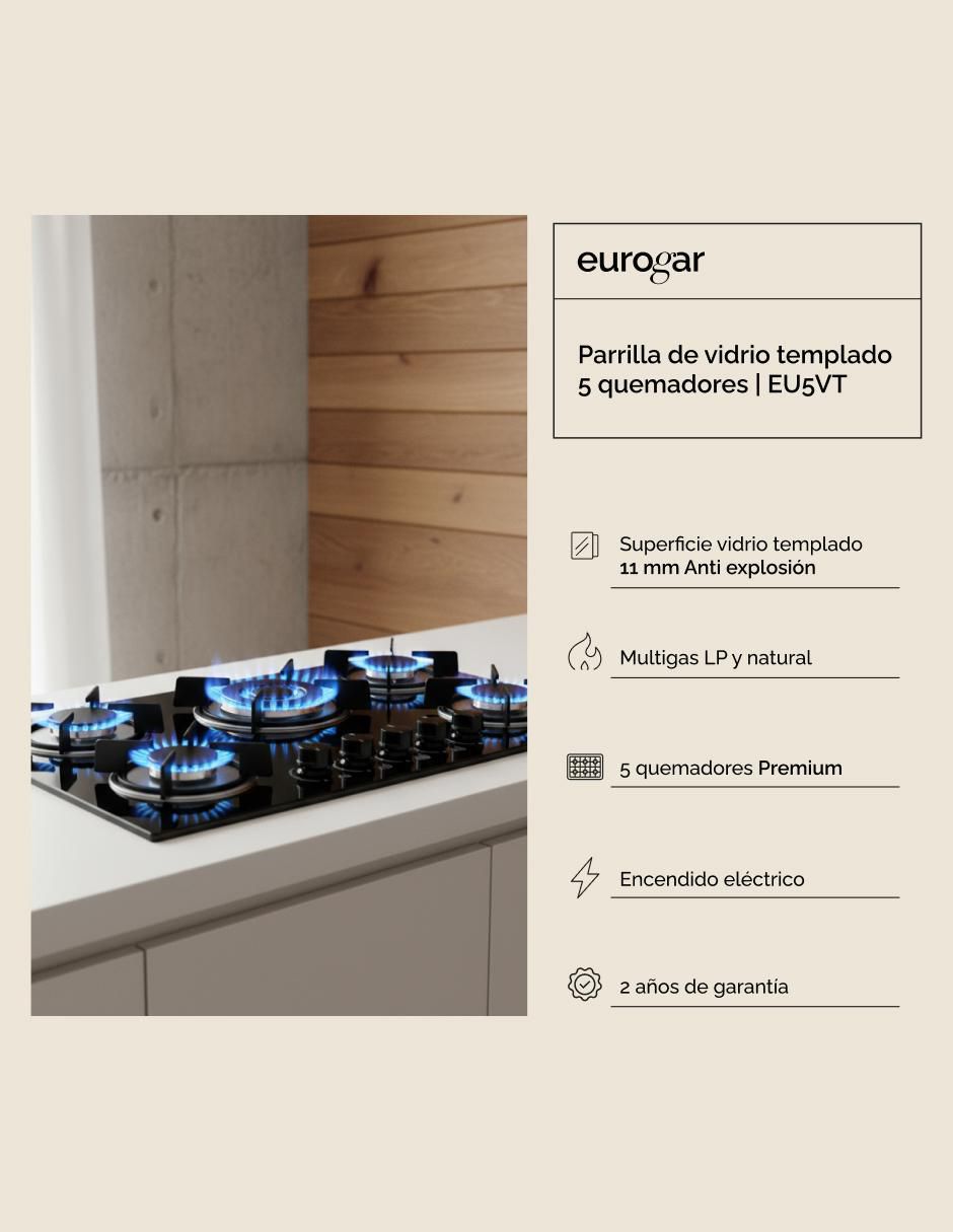 Parrilla a gas lp empotrable multigas 5