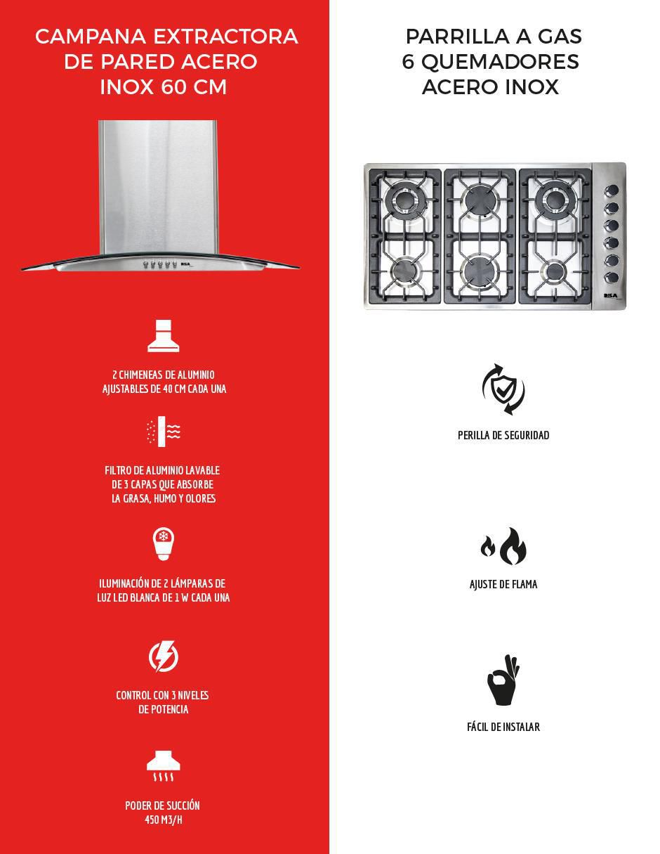 Parrilla a gas lp empotrable Disa Home