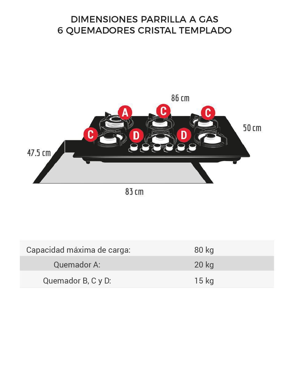 Parrilla a gas lp empotrable Disa Home