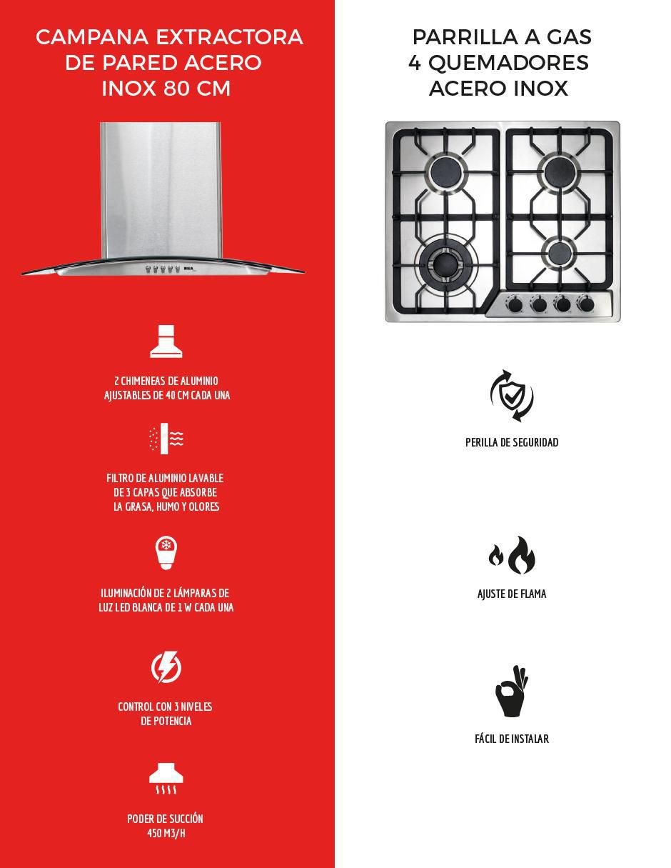 Parrilla a gas lp empotrable Disa Home