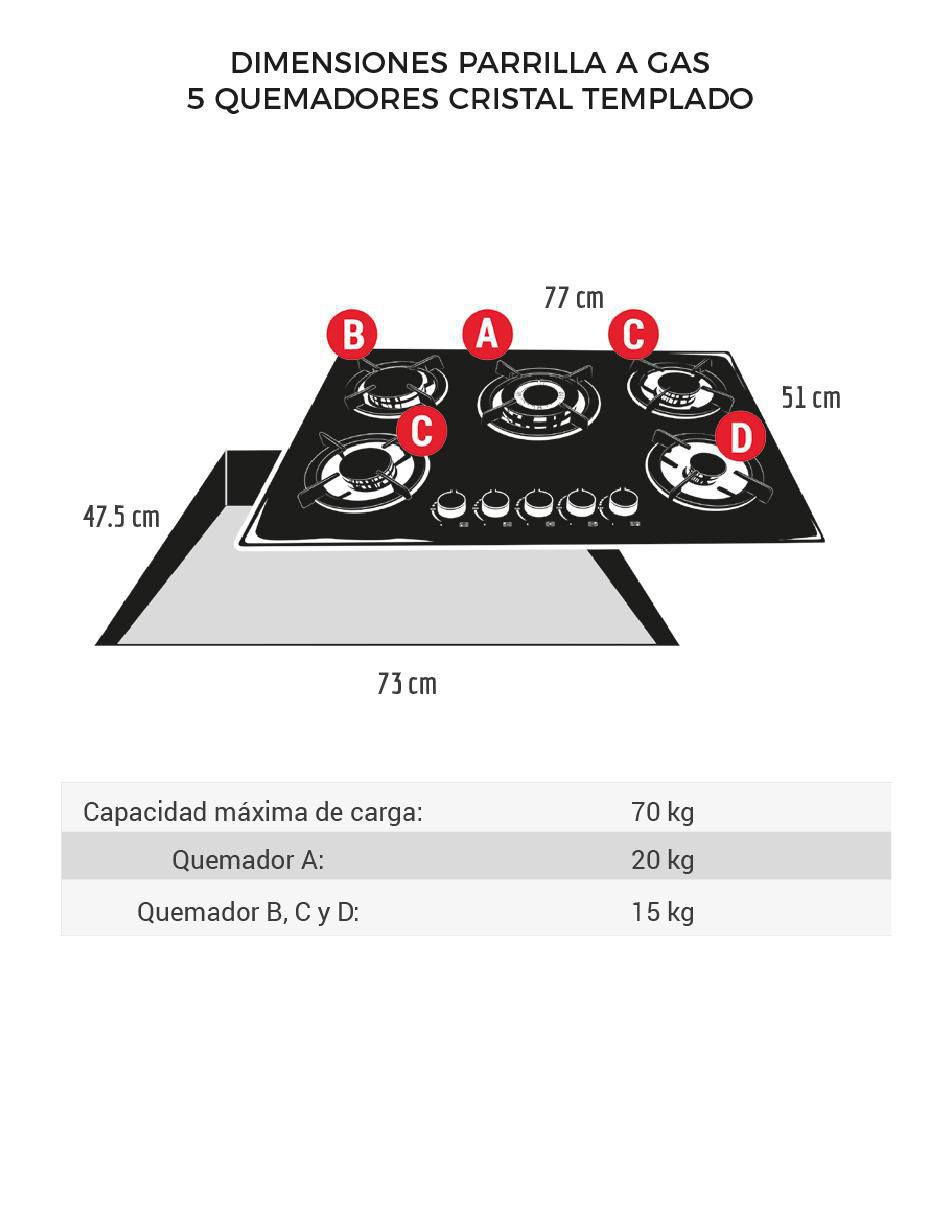 Parrilla a gas lp empotrable Disa Home