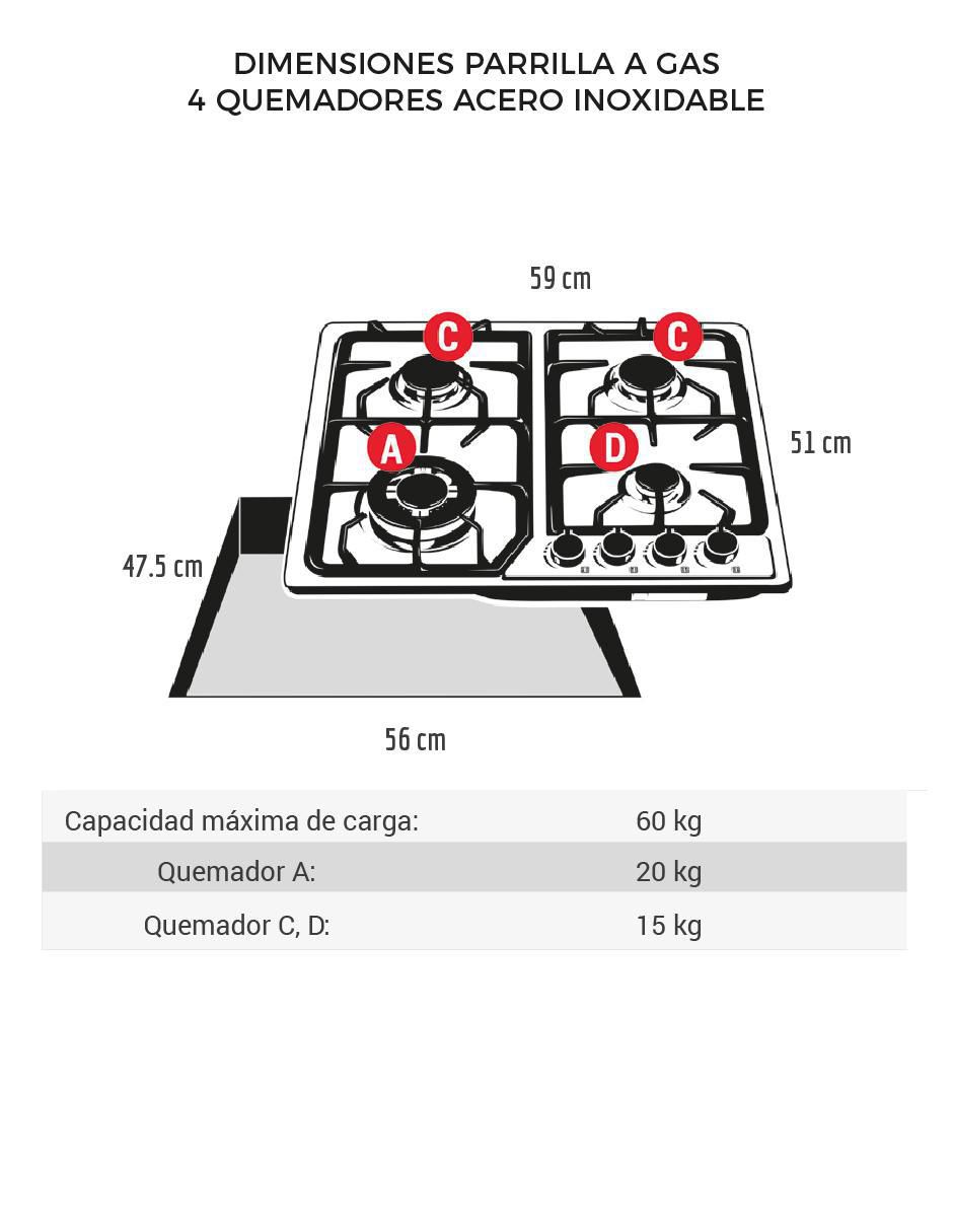 Parrilla a gas lp empotrable Disa Home