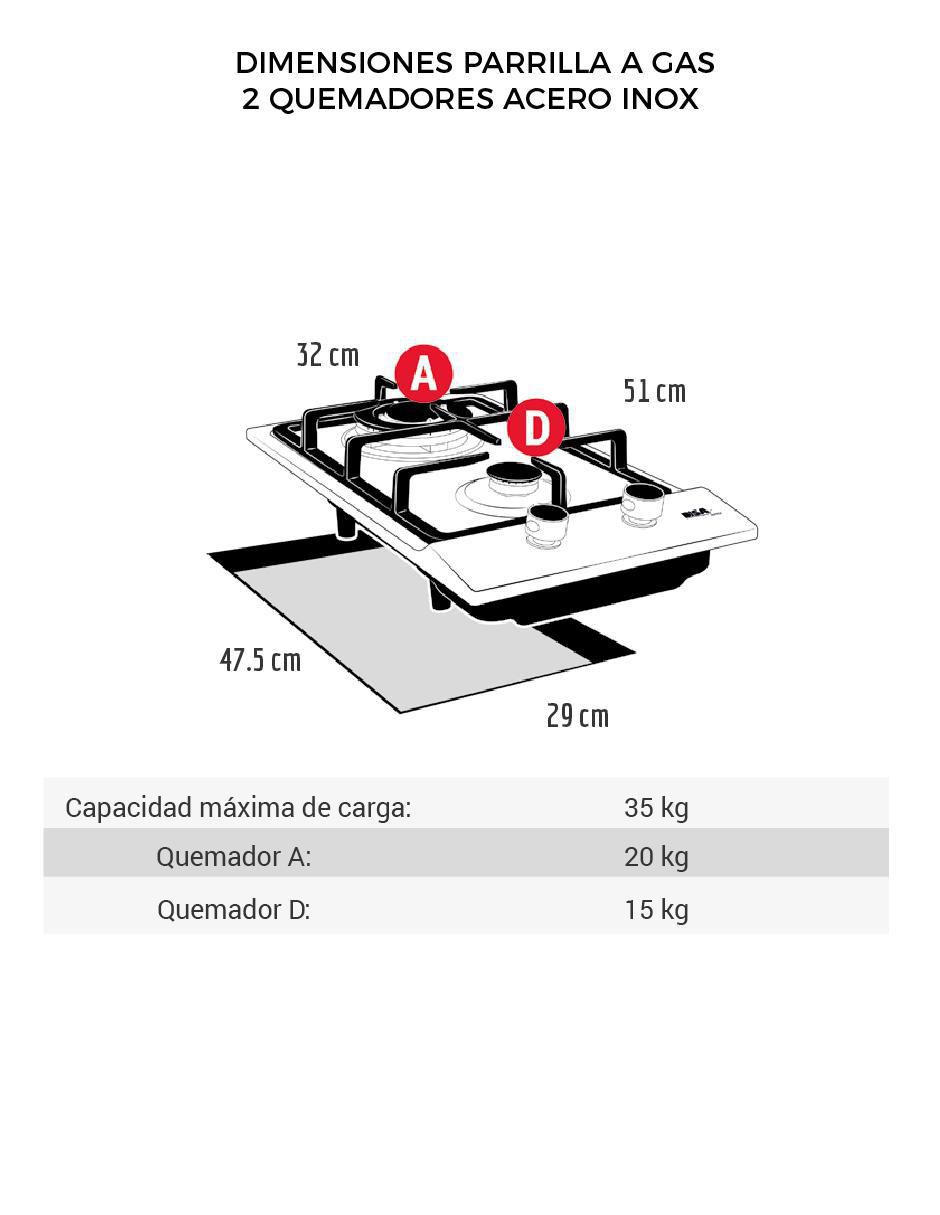 Parrilla a gas lp empotrable Disa Home