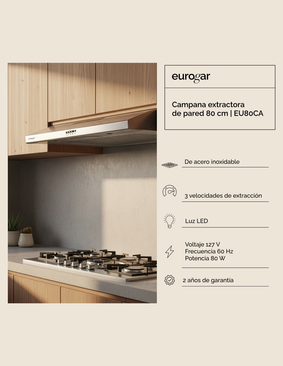 Campana de pared EU80CA de acero inoxidable