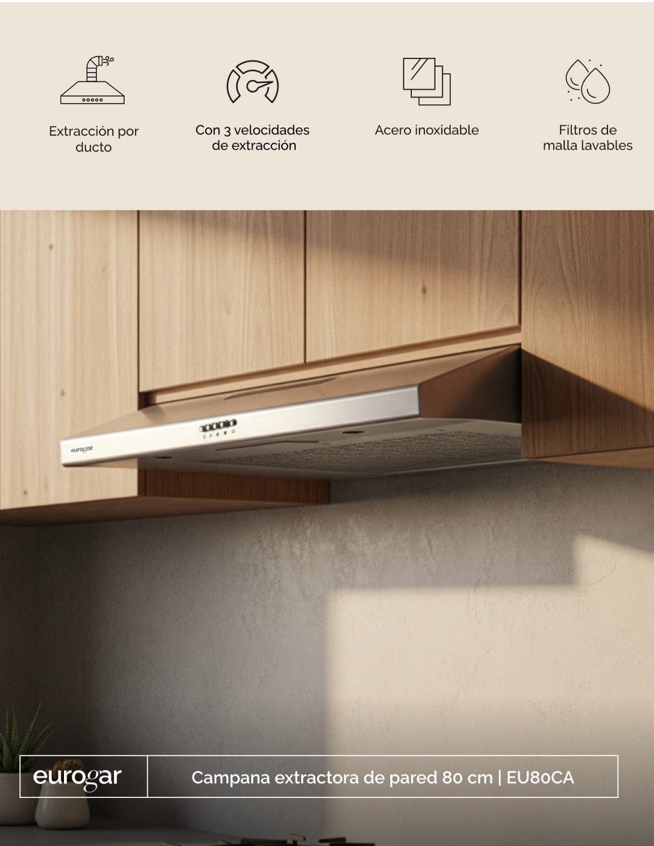 Campana de pared EU80CA de acero inoxidable