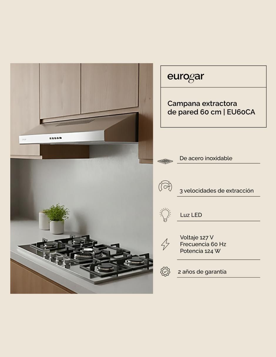 Campana de pared Eurogar EU60CA de acero inoxidable