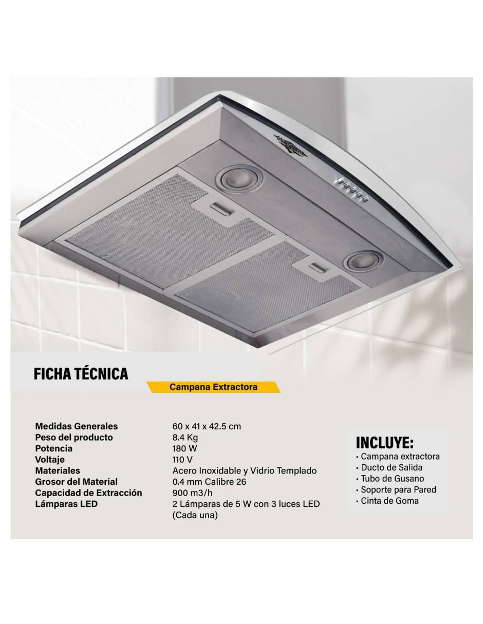 Campana de pared Houzer MKZ-CAMPA600MGRI-2 de vidrio