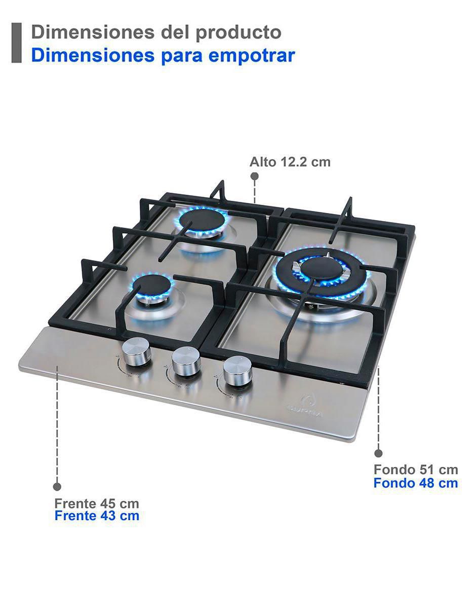 Parrilla a gas lp empotrable Supra