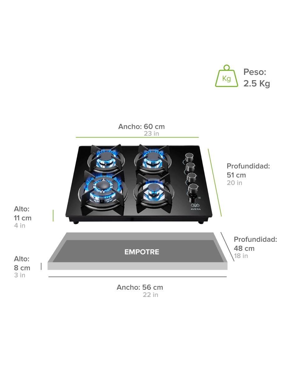 Parrilla a gas lp empotrable 4