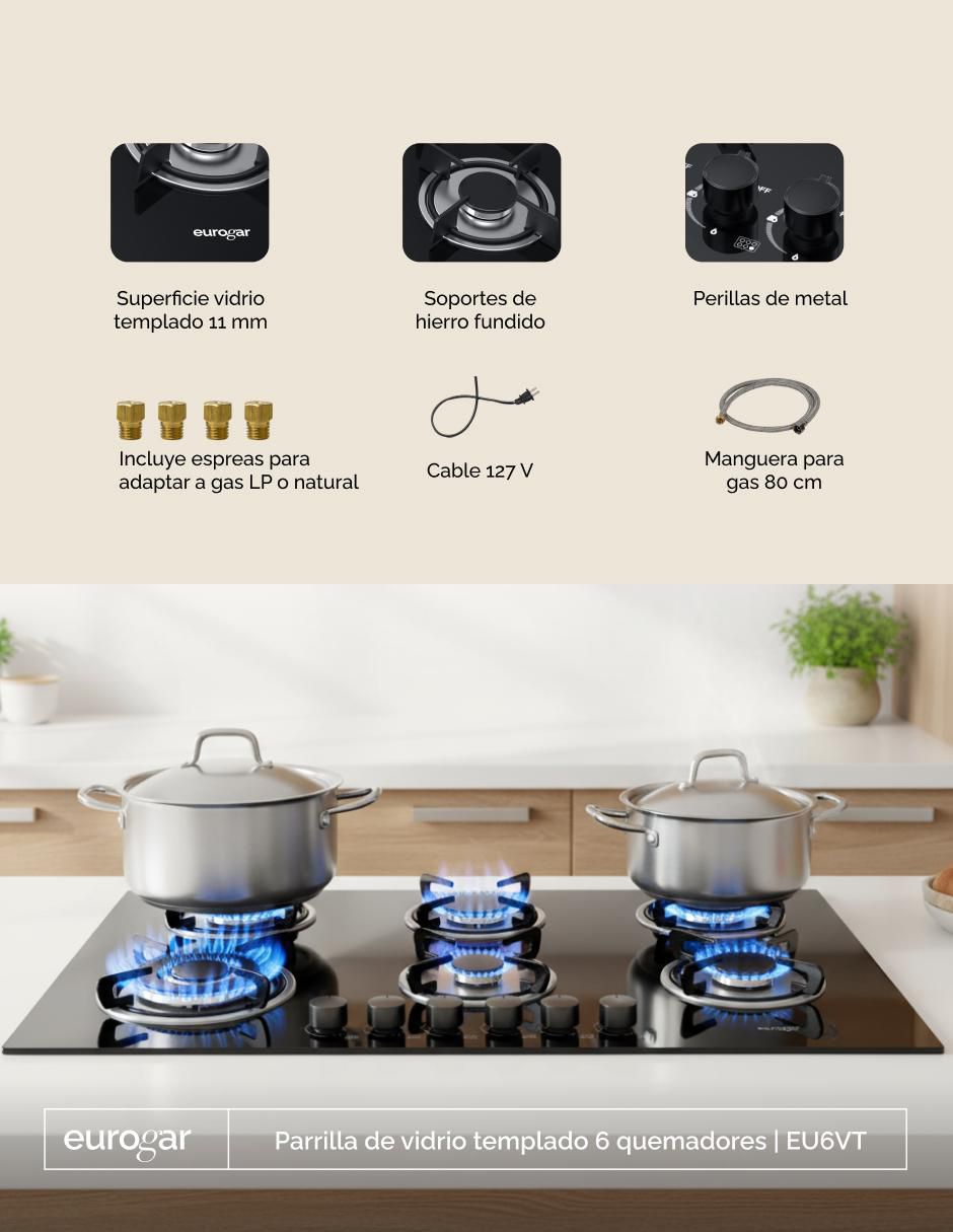 Parrilla a gas lp empotrable 2