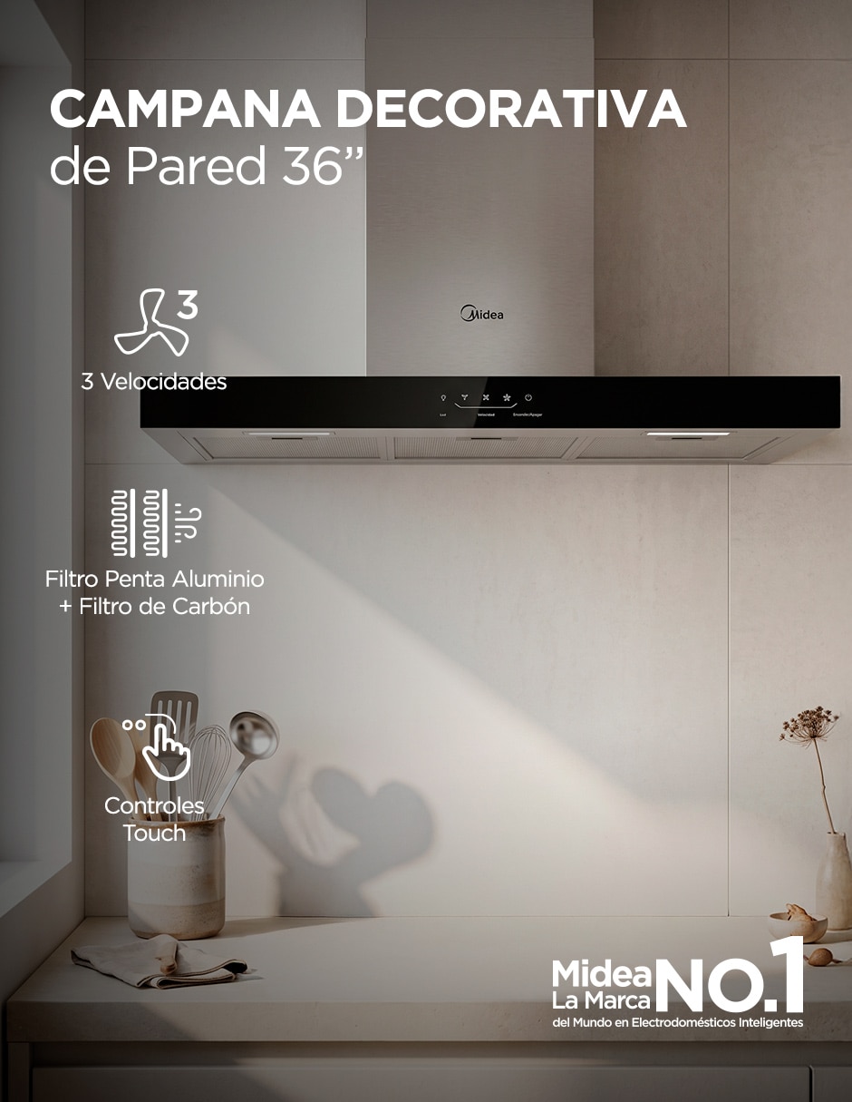 Campana de pared MJWM7736S3GS de acero inoxidable