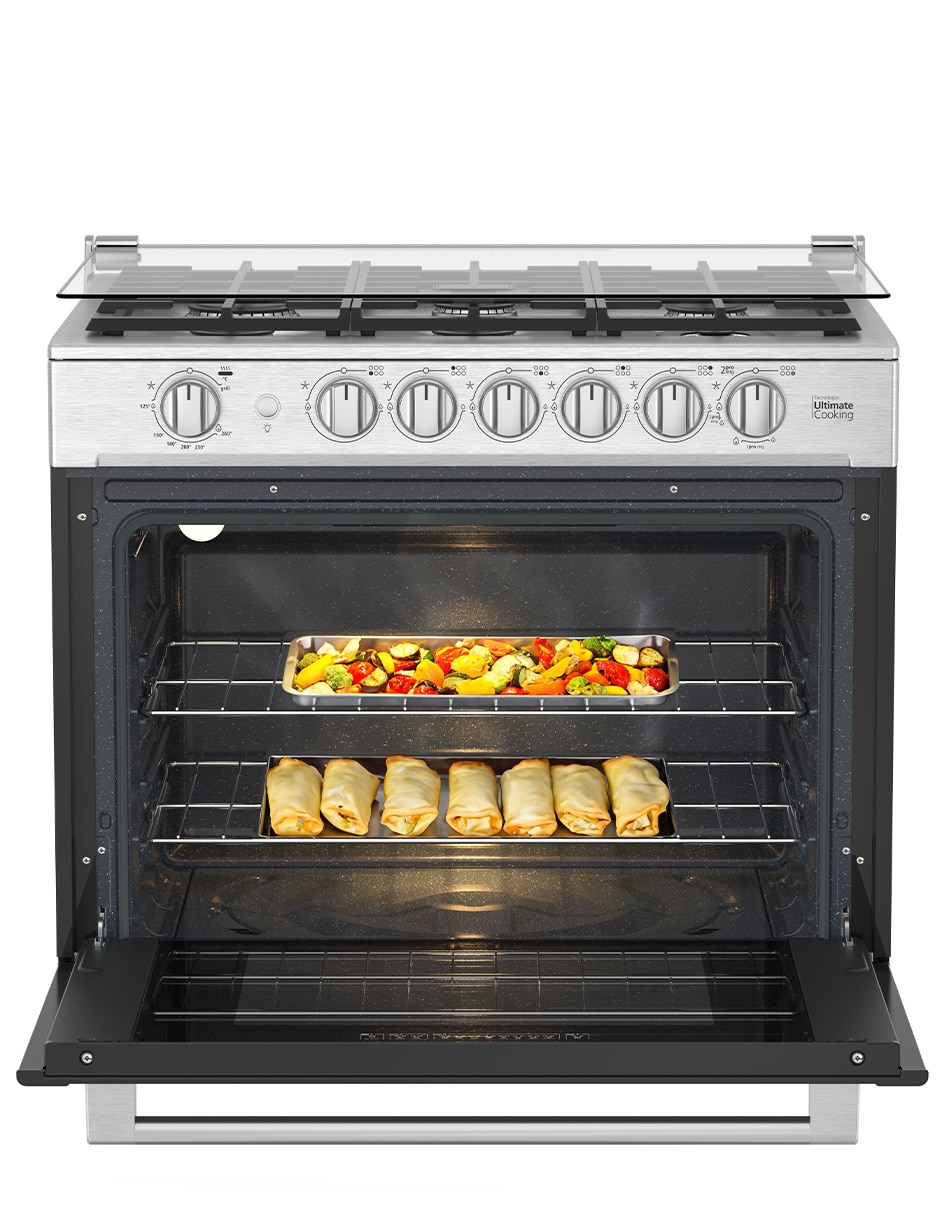 Combo estufa empotrable a gas lp Mabe 79.20 cm XOC80802CMPUV80 de 6 quemadores + campana