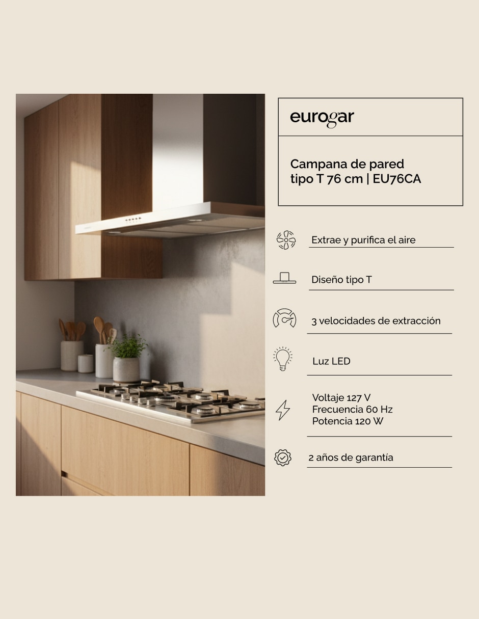 Campana de pared EU76CA de acero inoxidable