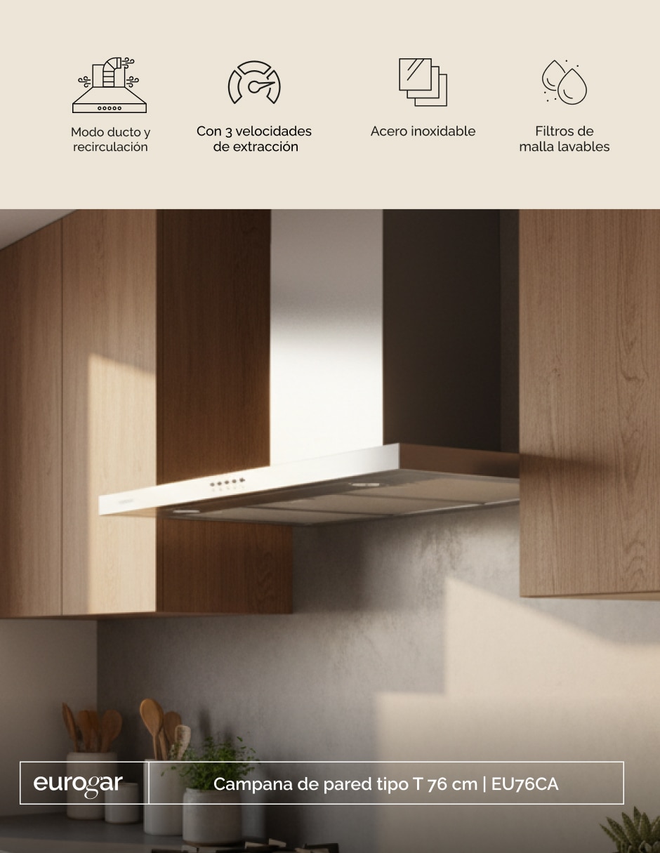 Campana de pared EU76CA de acero inoxidable