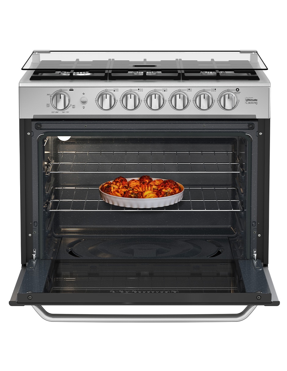 Combo estufa empotrable a gas lp Mabe 79.20 cm MA0C805003CMP80 de 6 quemadores + campana