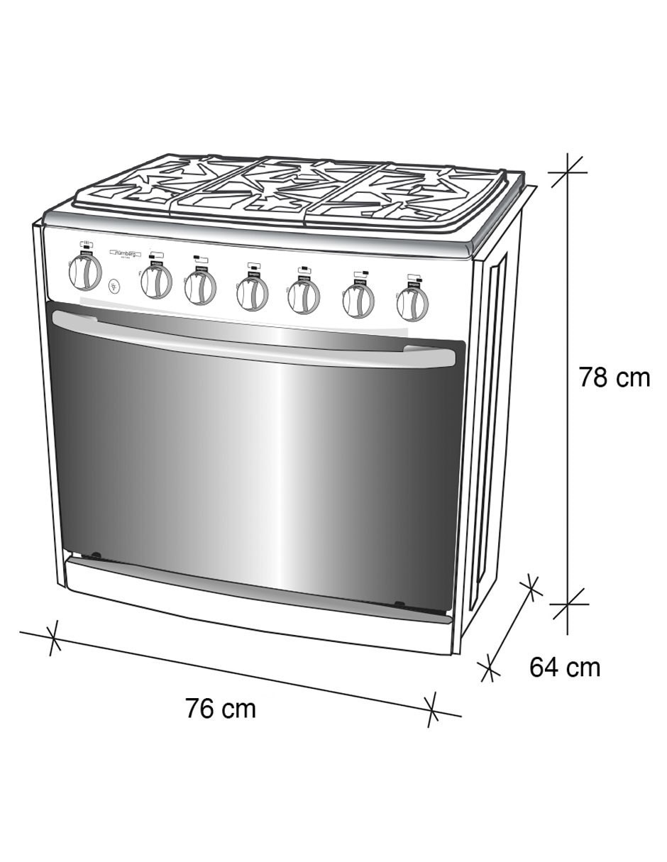 Combo estufa empotrable a gas natural/lp 76 cm EE-6342.TOULOUSE.FRYER de 6 quemadores + campana 9