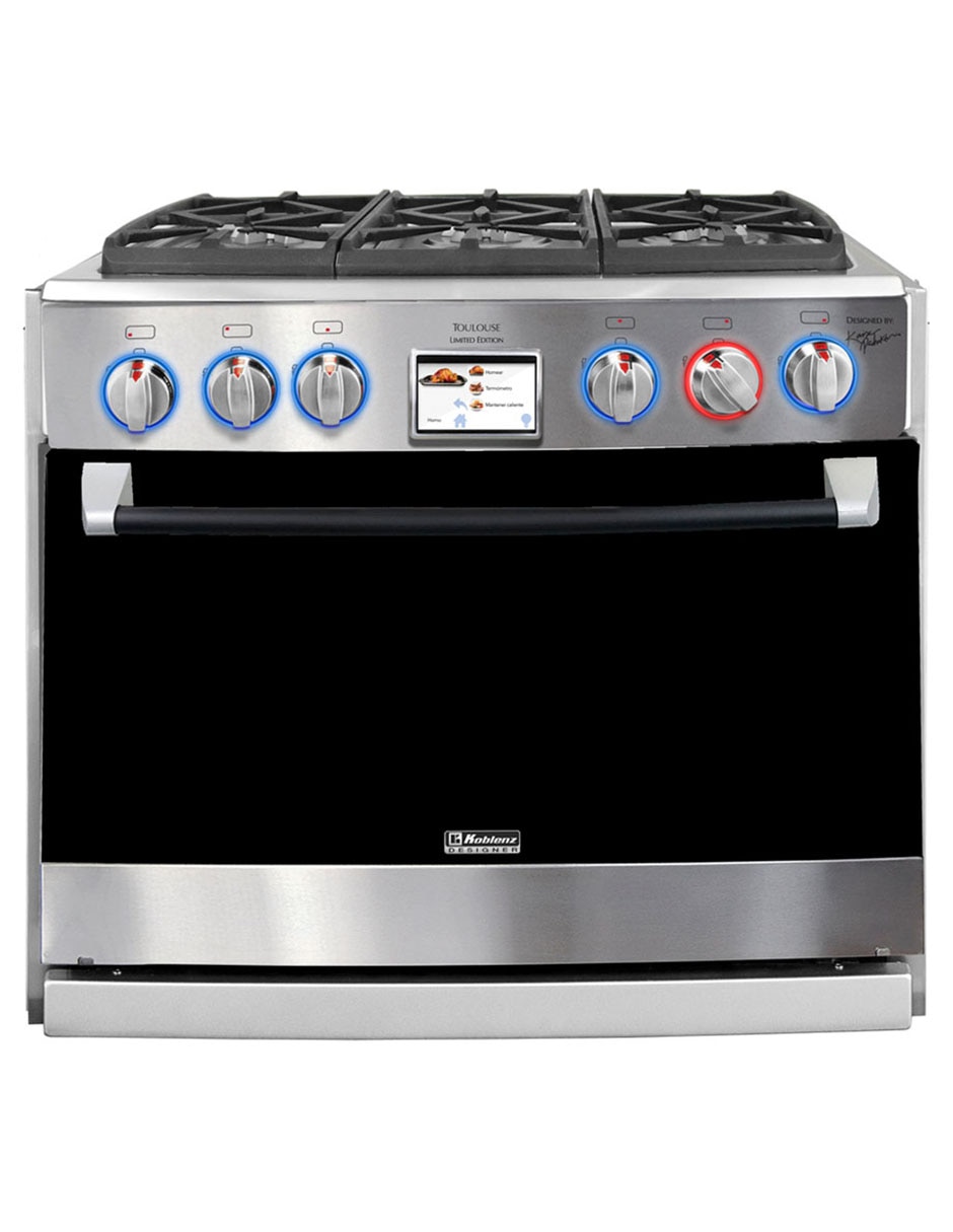 Combo estufa empotrable a gas natural/lp 76 cm EE-6342.TOULOUSE.FRYER de 6 quemadores + campana