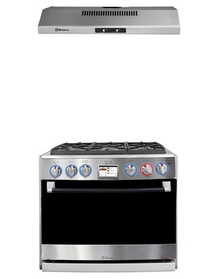 Combo estufa empotrable a gas natural/lp 76 cm EE-6342.TOULOUSE.FRYER de 6 quemadores + campana