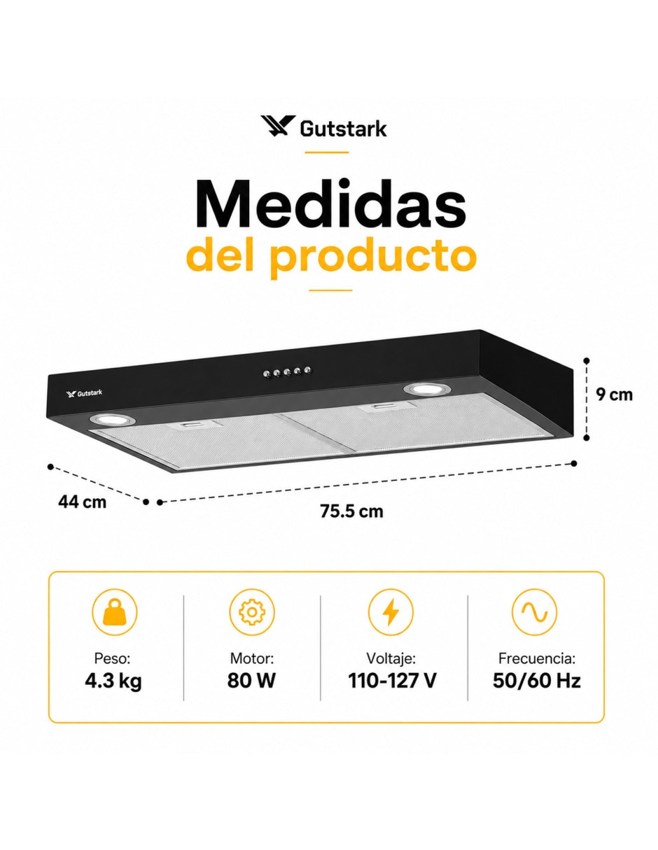 Campana plana mkz-campa76slimn de acero inoxidable 10