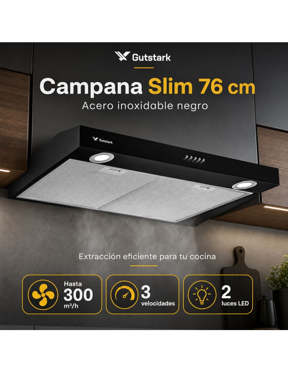 Campana plana mkz-campa76slimn de acero inoxidable 6