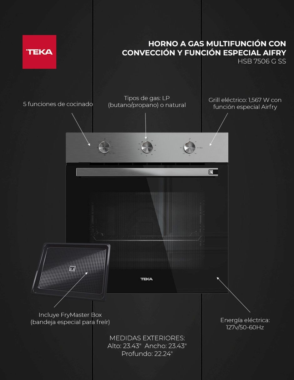 Horno gas natural Neo HSB 7506 G SS capacidad 2.5 pies 9