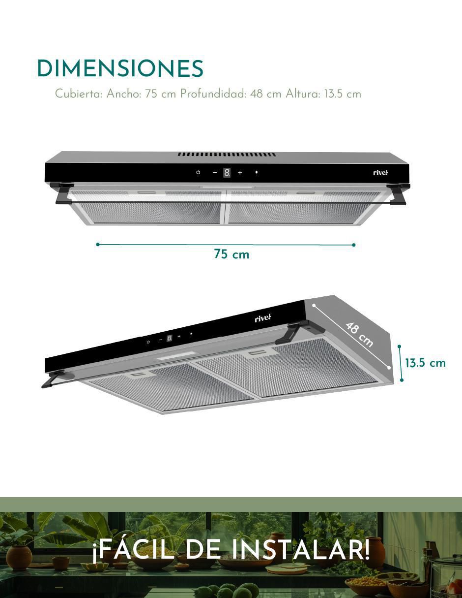 Campana de pared Rivel CAMP-IXT75 de acero inoxidable