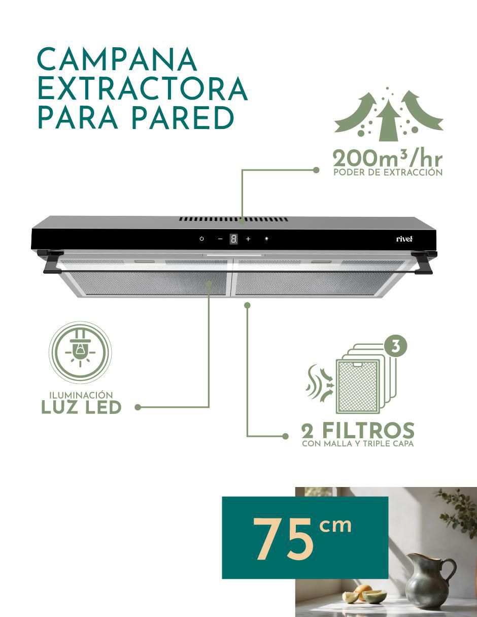 Campana de pared Rivel CAMP-IXT75 de acero inoxidable