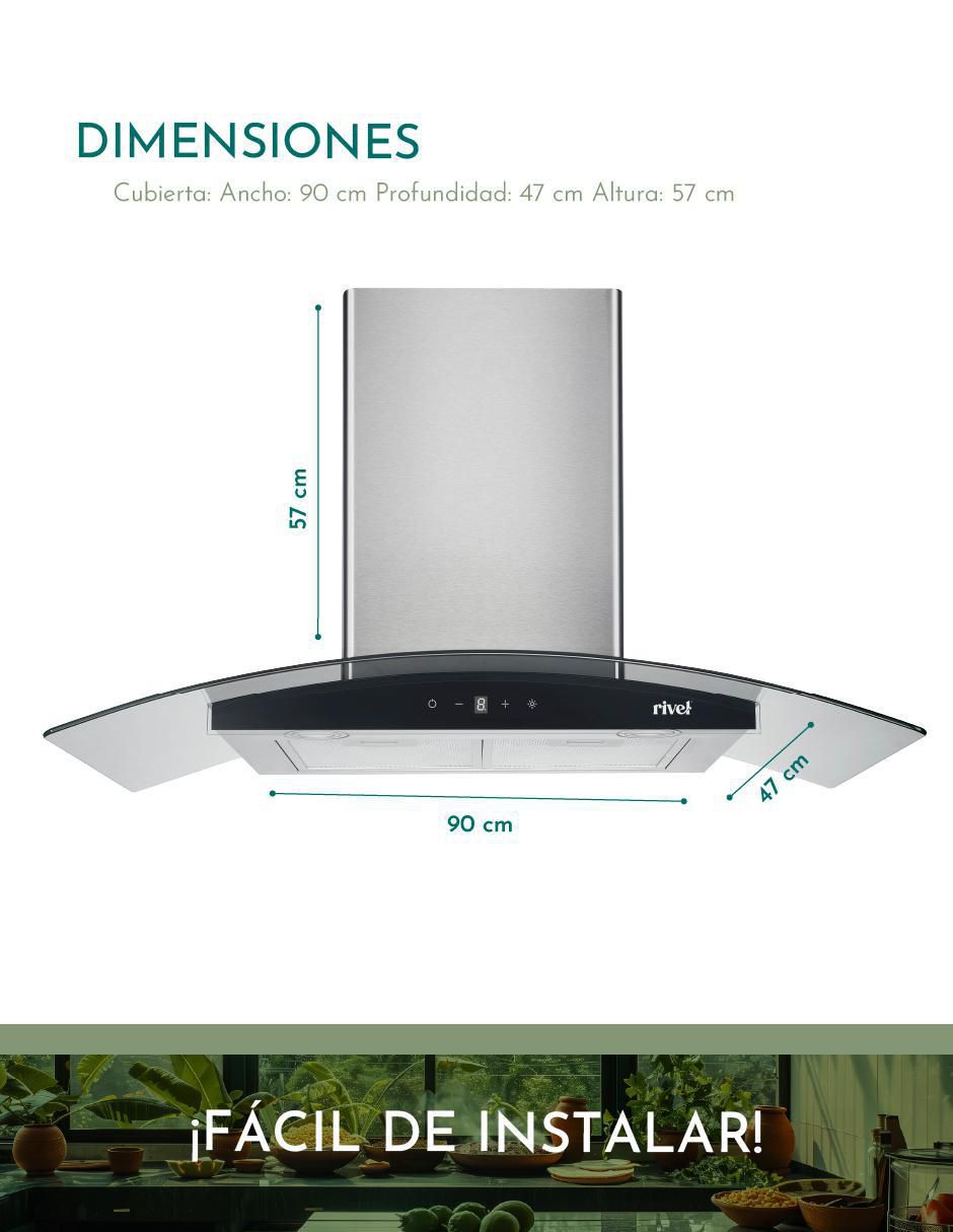Campana de pared Rivel CAMP-XCT90 de acero inoxidable