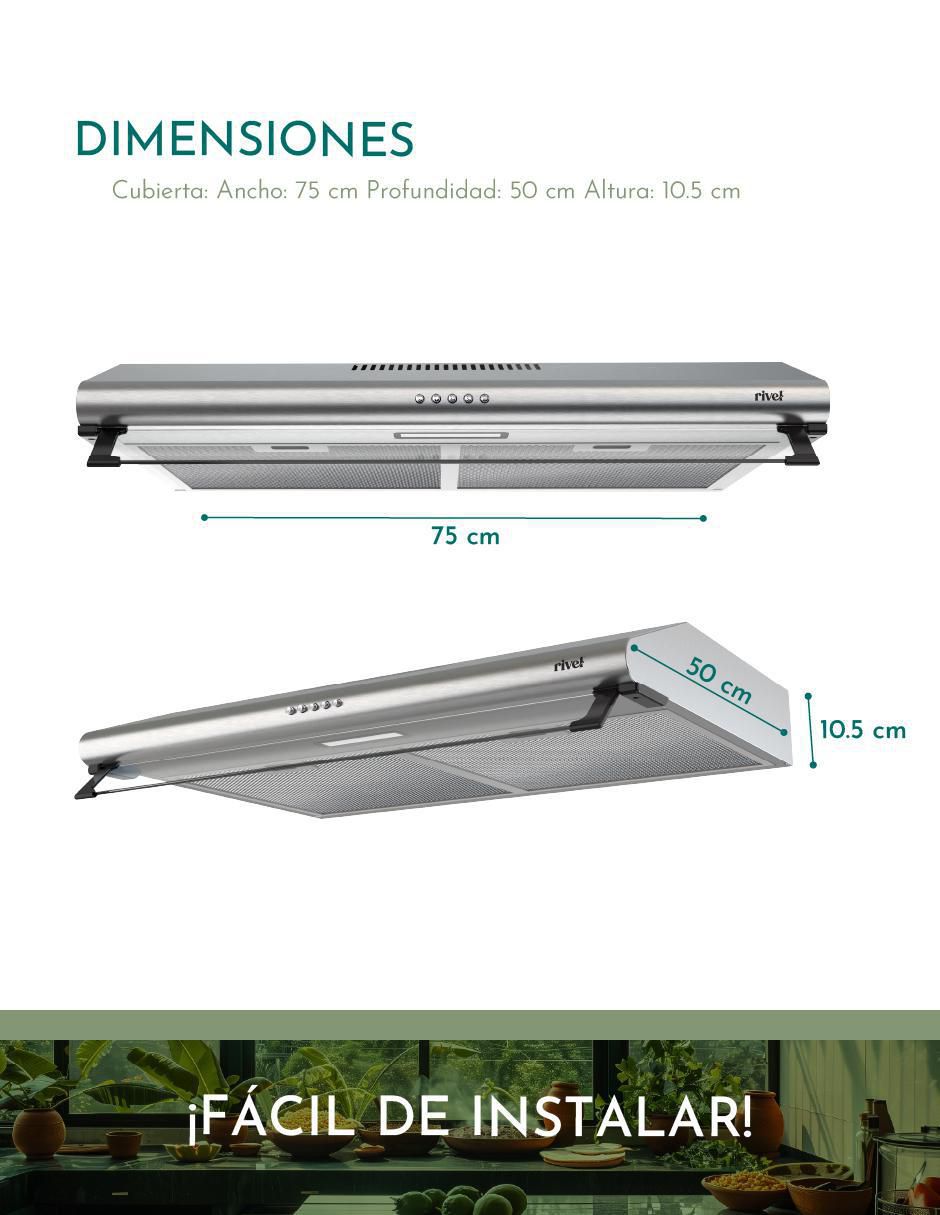 Campana de pared Rivel CAMP-IXB75 de acero inoxidable