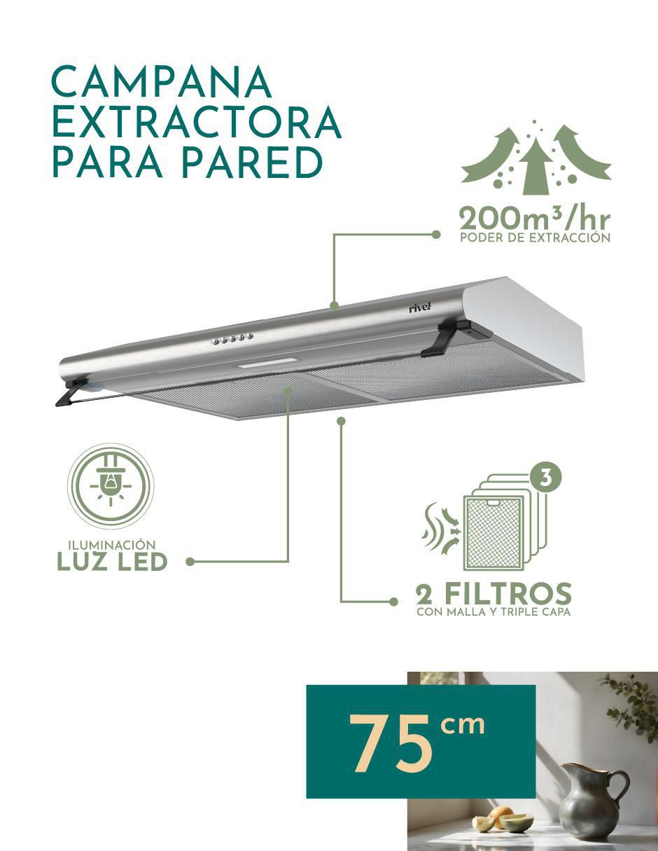 Campana de pared Rivel CAMP-IXB75 de acero inoxidable