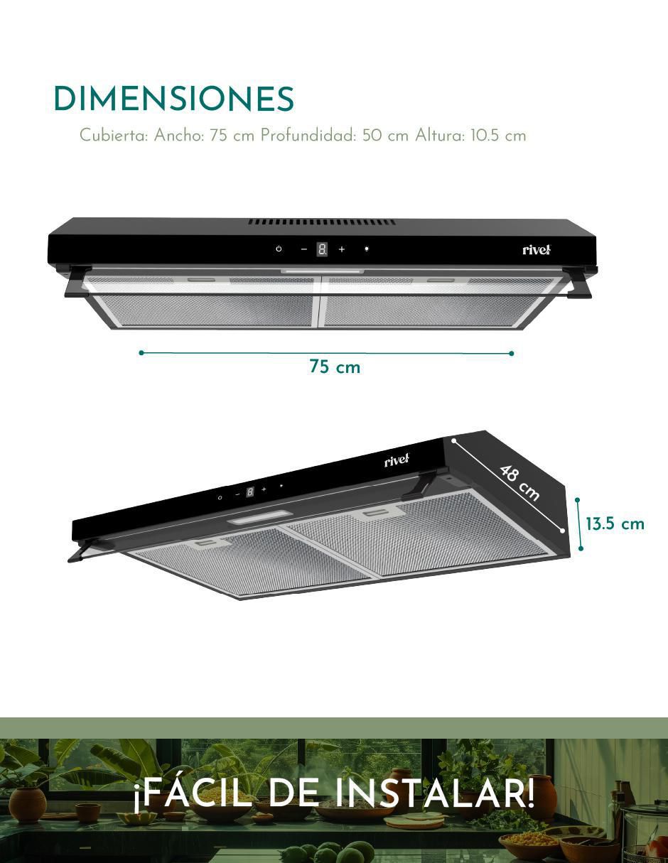 Campana de pared Rivel CAMP-NGT75 de acero inoxidable