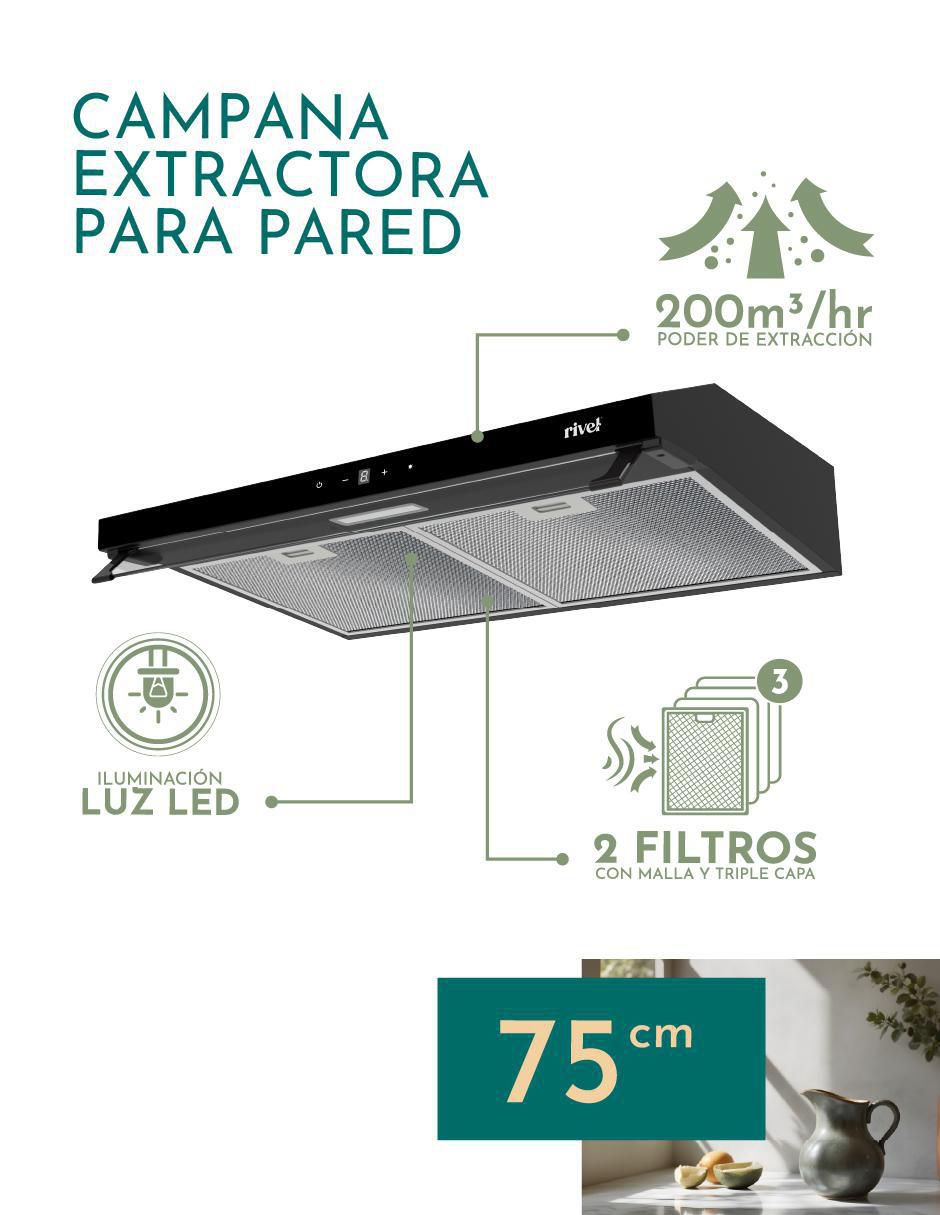 Campana de pared Rivel CAMP-NGT75 de acero inoxidable