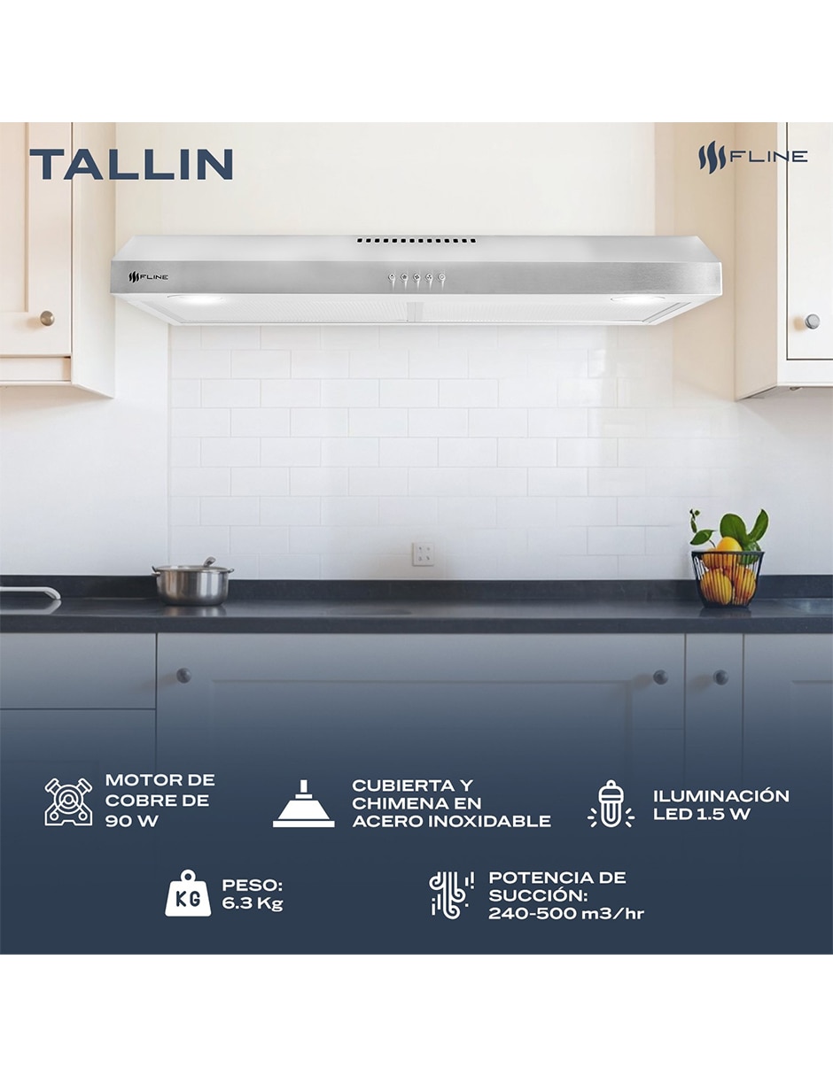 Campana plana Fline TA80 de acero inoxidable