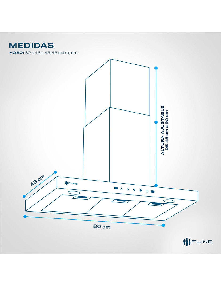 Campana de pared Fline HA80 de acero inoxidable