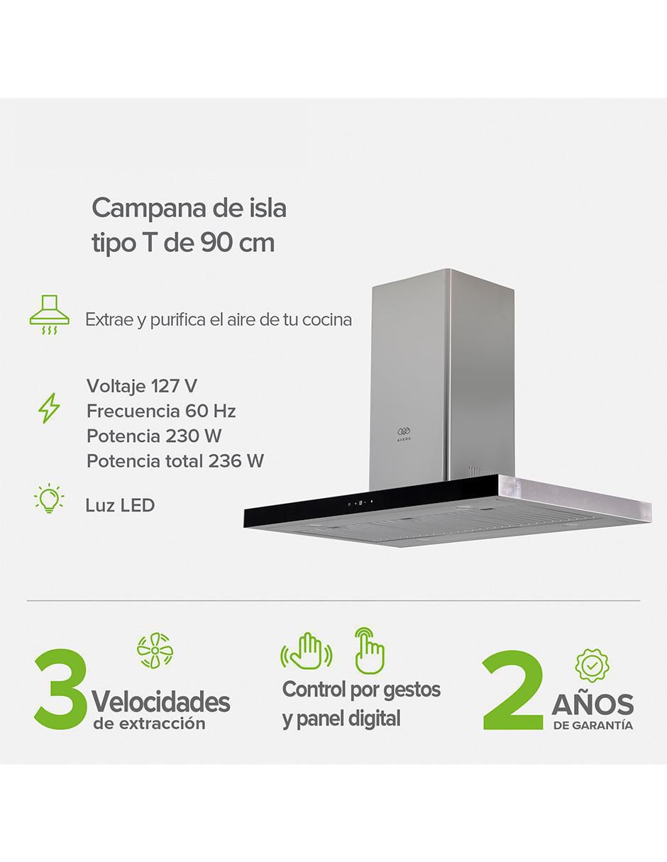 Campana de isla Avera cei90 de acero inoxidable