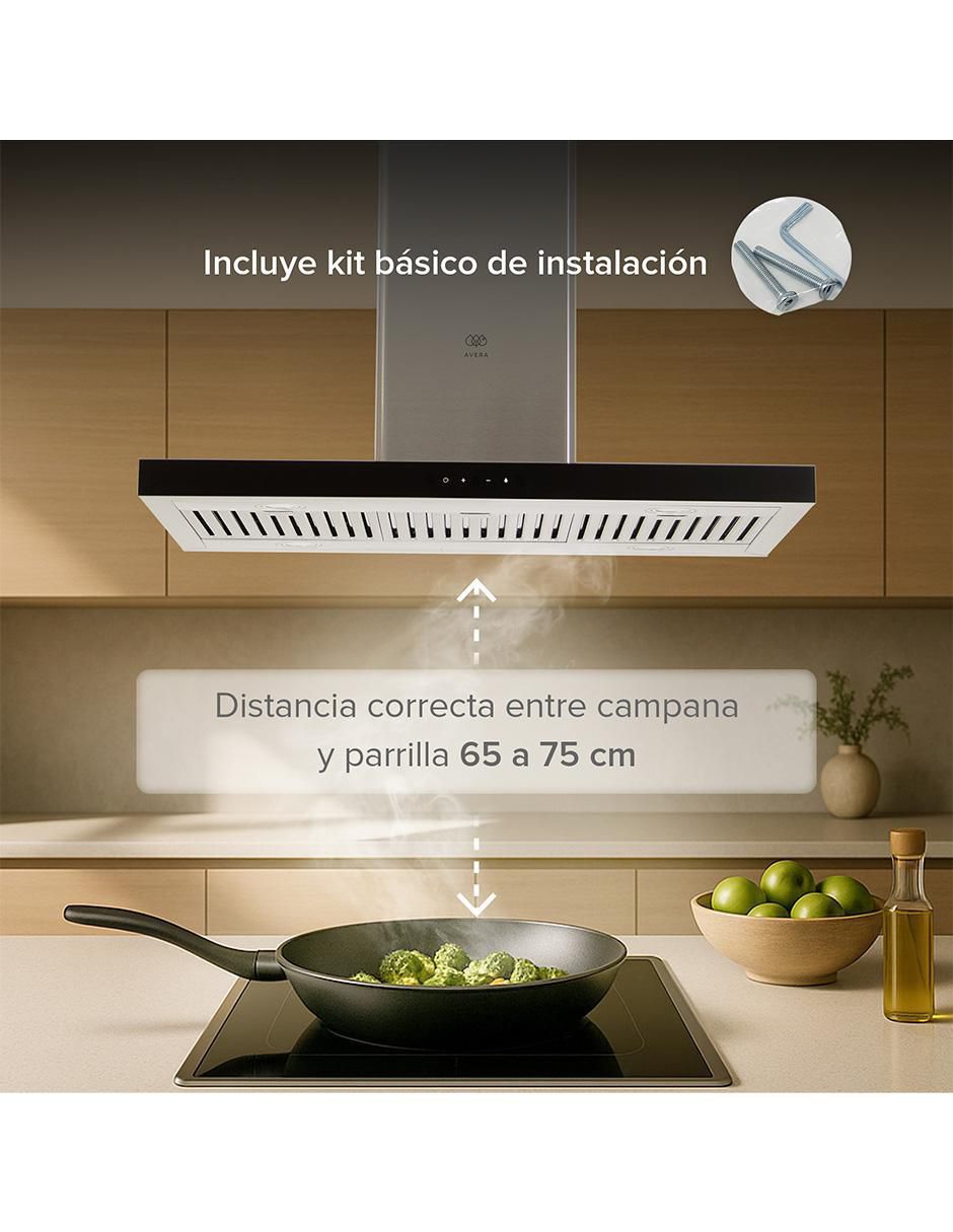 Campana de isla Avera cei90 de acero inoxidable
