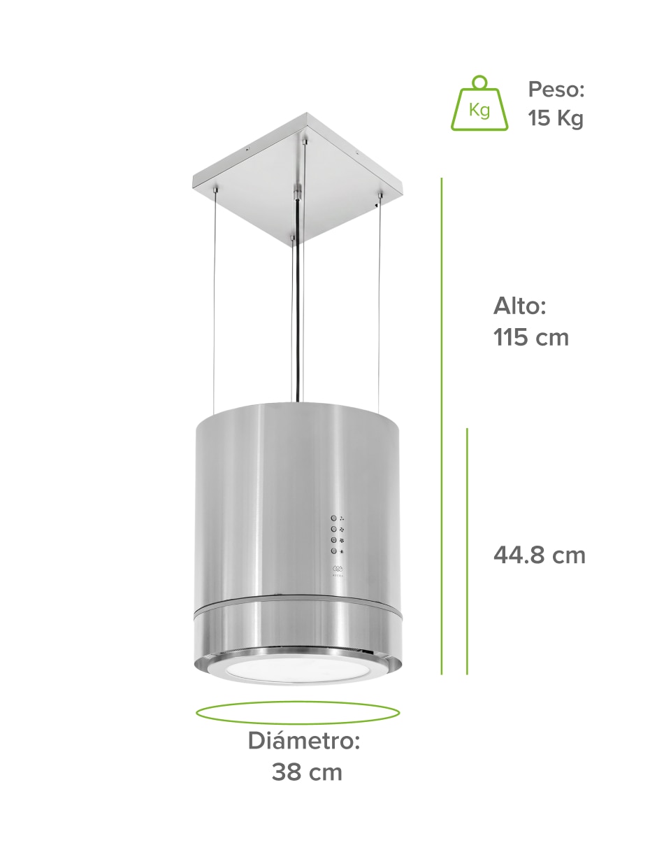 Campana de isla cis38c de acero inoxidable 8