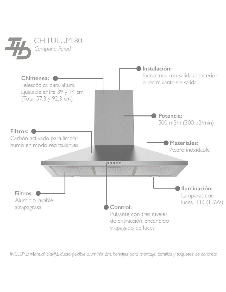 Campana de pared Ch Tulum 80 de acero inoxidable 3