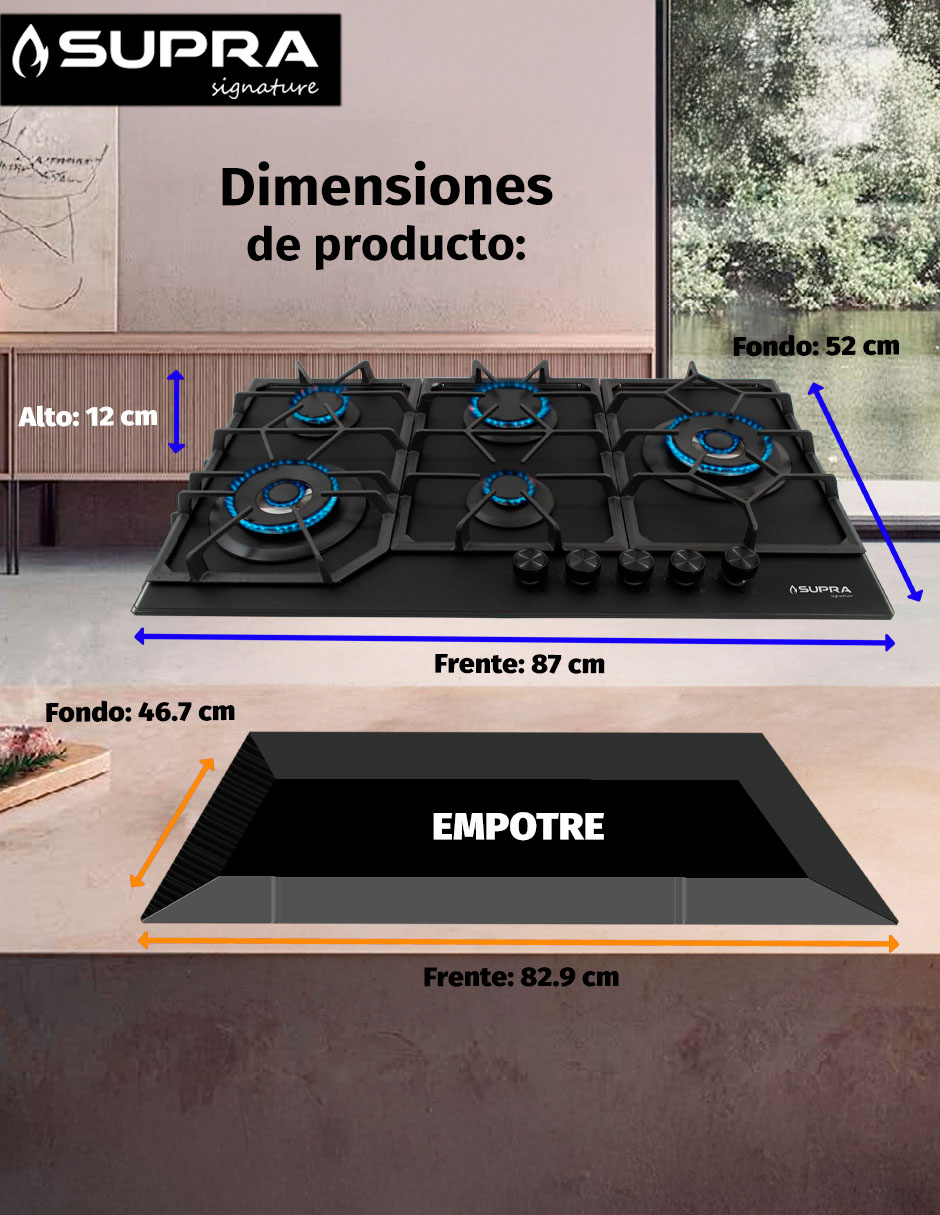 Parrilla a gas lp empotrable 6