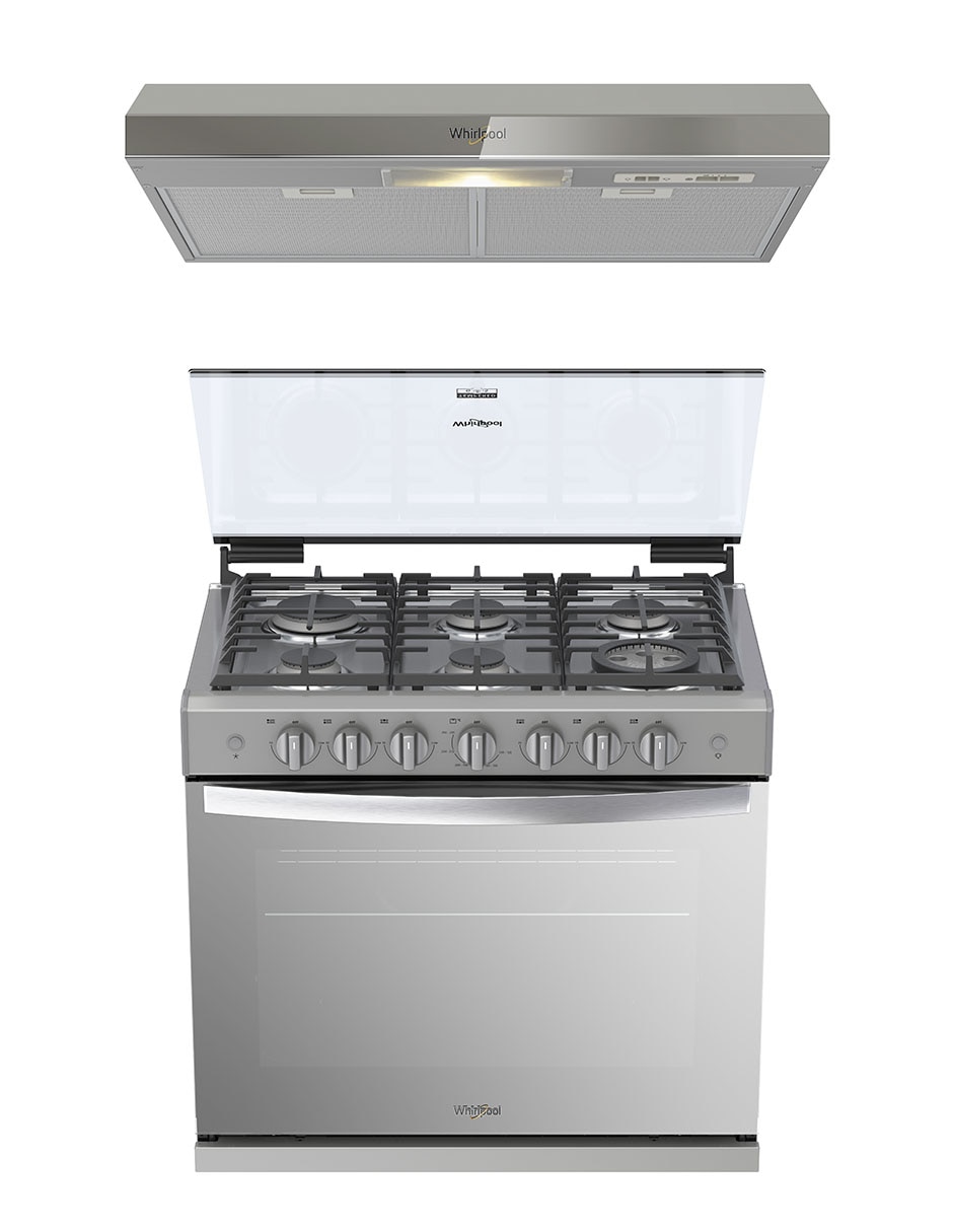 Combo estufa empotrable a gas lp 76.2 cm CWER3100D-HH de 6 quemadores + campana 1