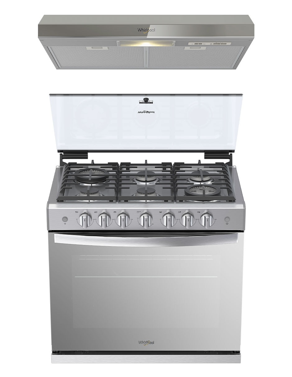 Combo estufa empotrable a gas lp 76.2 cm CWER5000S-HH de 6 quemadores + campana 1