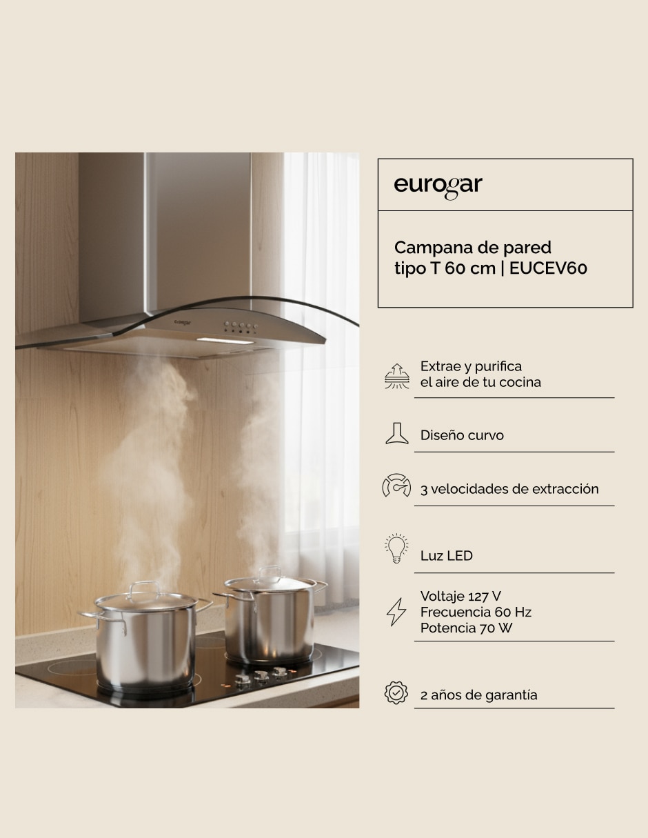 Campana de pared EUCEV60 de acero inoxidable