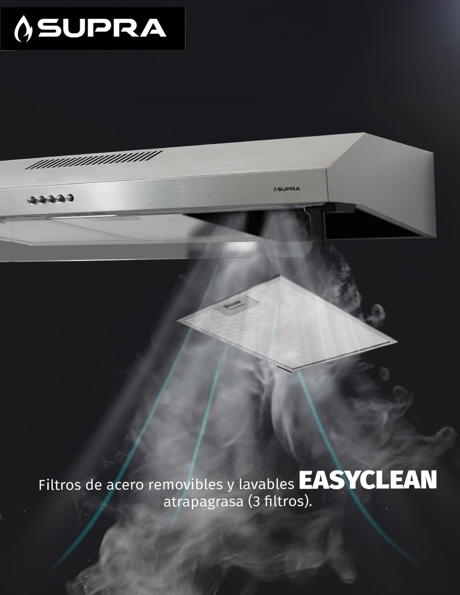 Campana de pared Supra NUBE A-80 de acero inoxidable