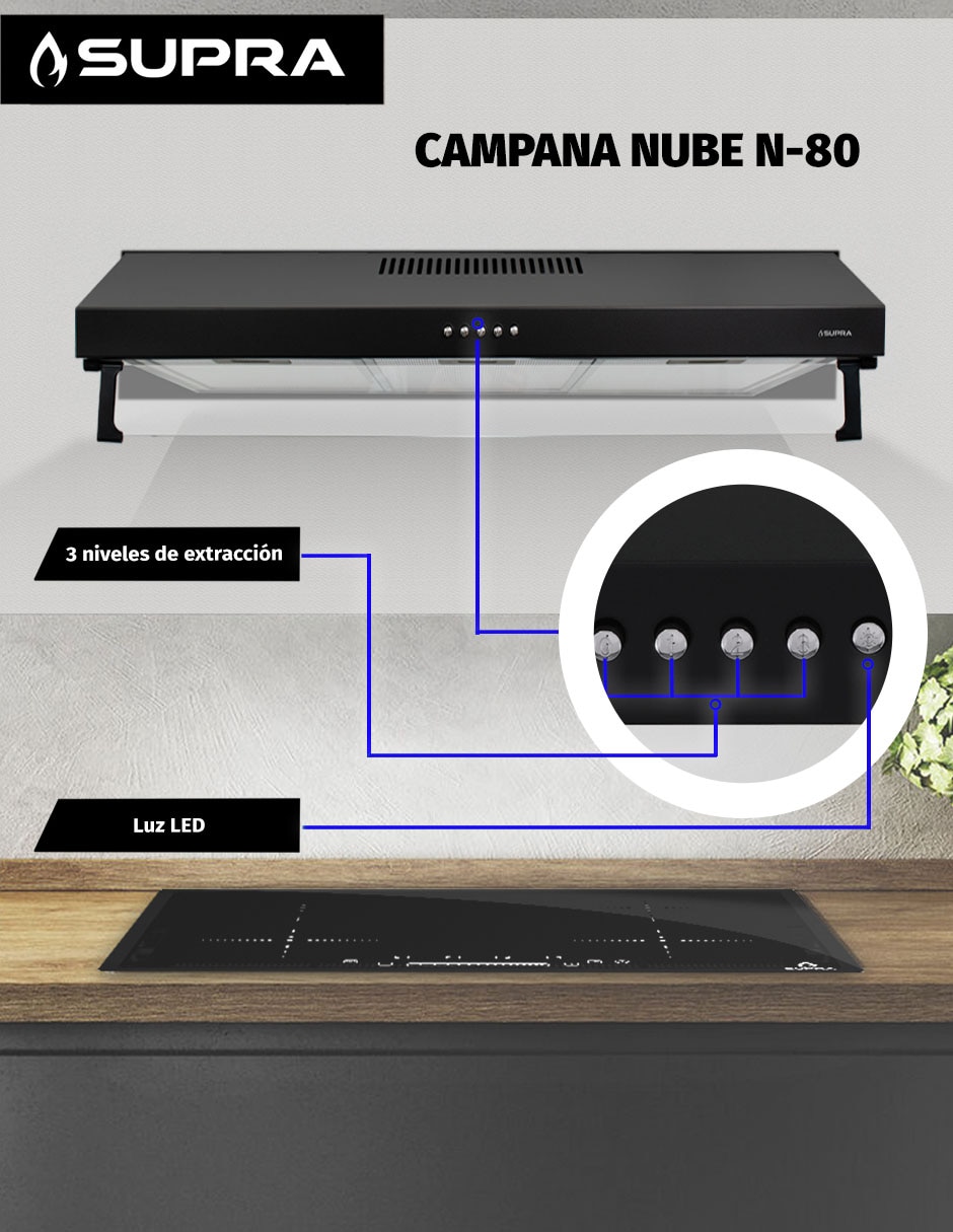Campana de pared Supra NUBE N-80 de acero