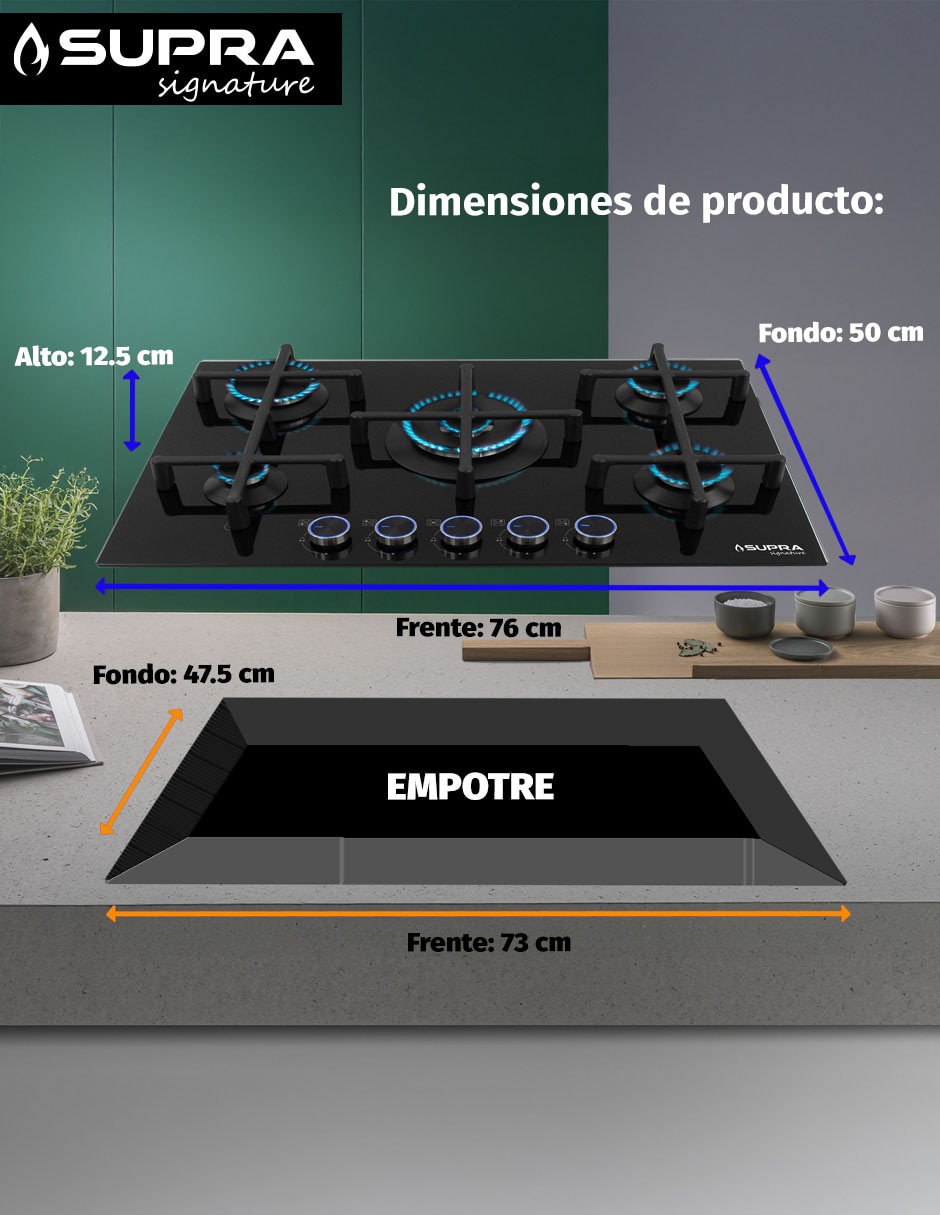 Combo parrilla a gas Lp empotrable Supra Signature