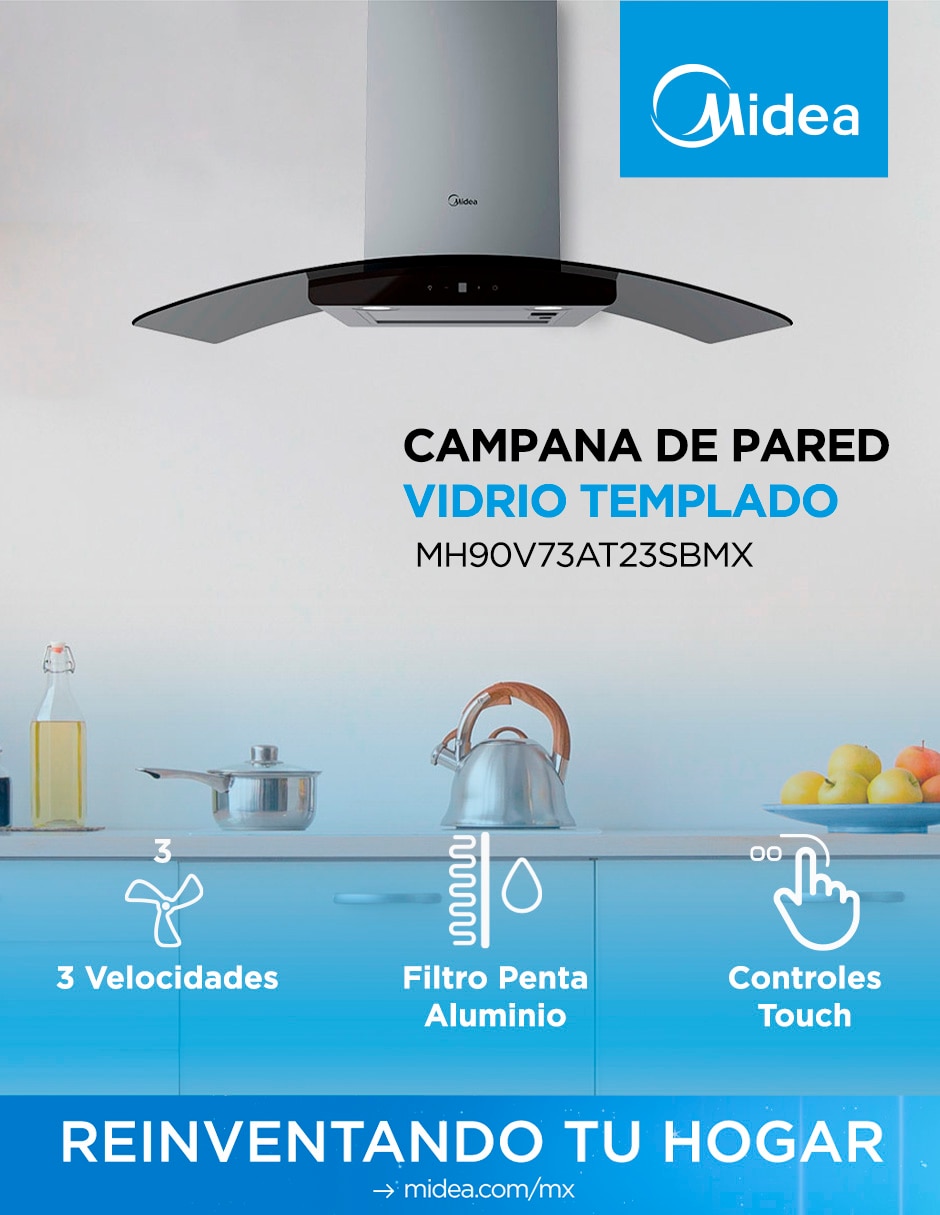 Campana de pared MH90V73AT23SBMXde acero inoxidable 6