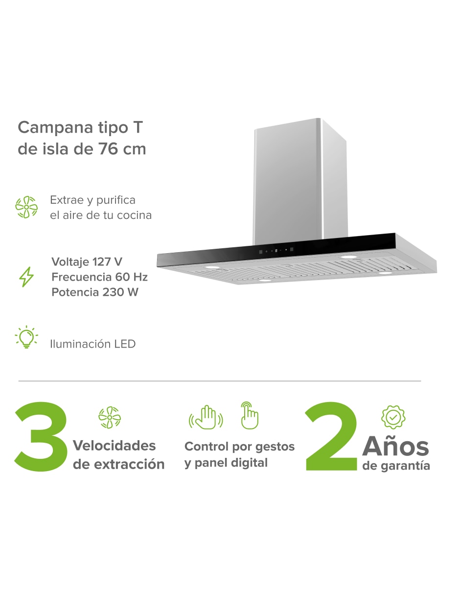 Campana de isla Cei76 de acero inoxidable 9