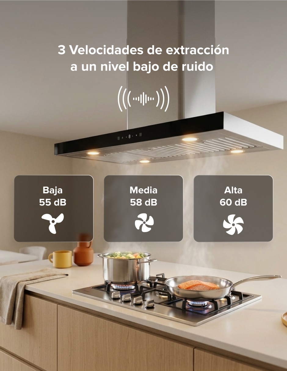 Campana de isla Cei76 de acero inoxidable 6